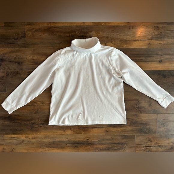 L.L. Bean Tops - LL Bean White Turtleneck Top Women L Reg Cotton Stretch Layering Tee